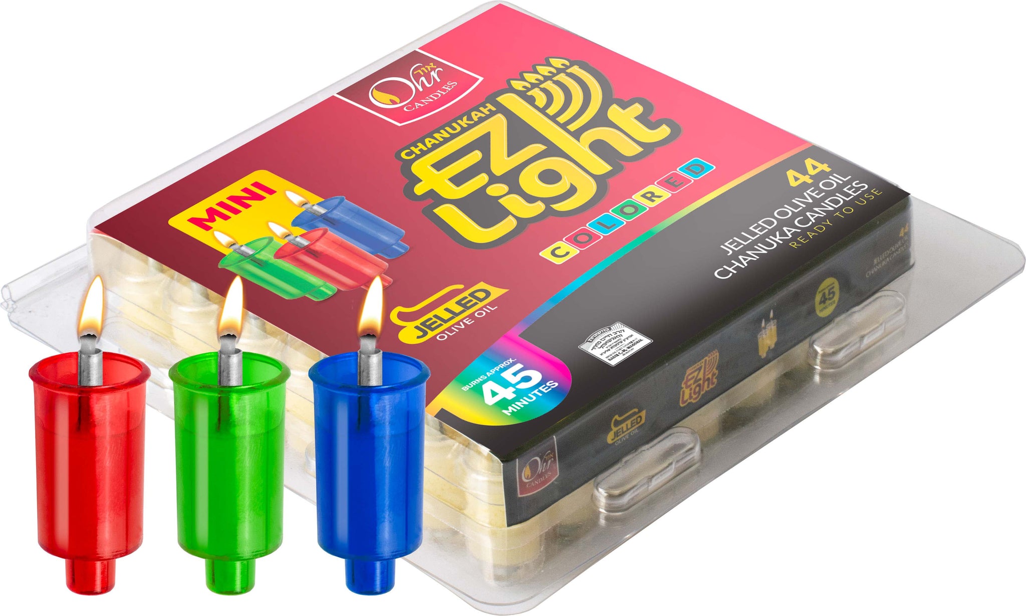 Gelled Chanukah Candle 45 min - Colored