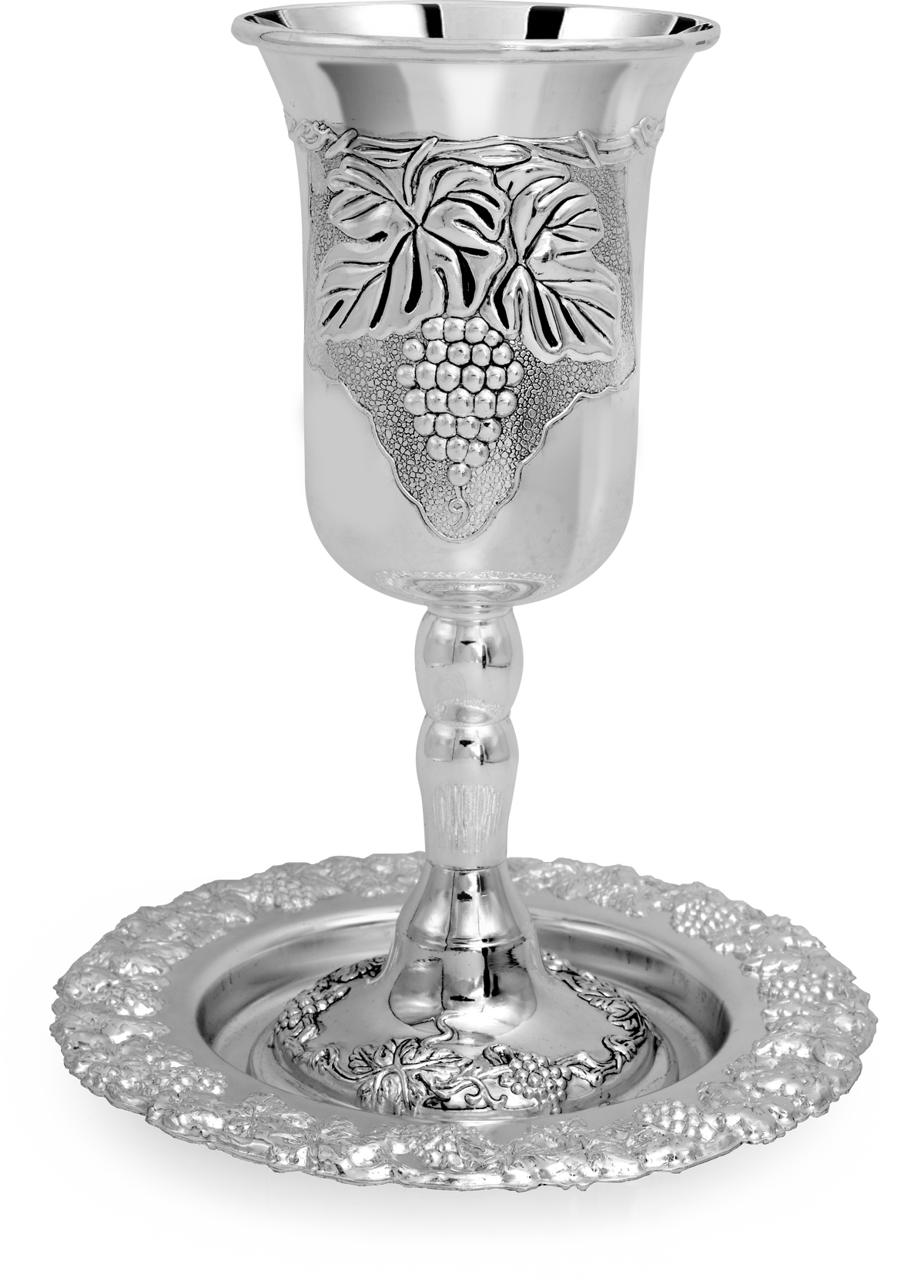 Silver Plated 9" Tall Eliyahu Cup & Tray