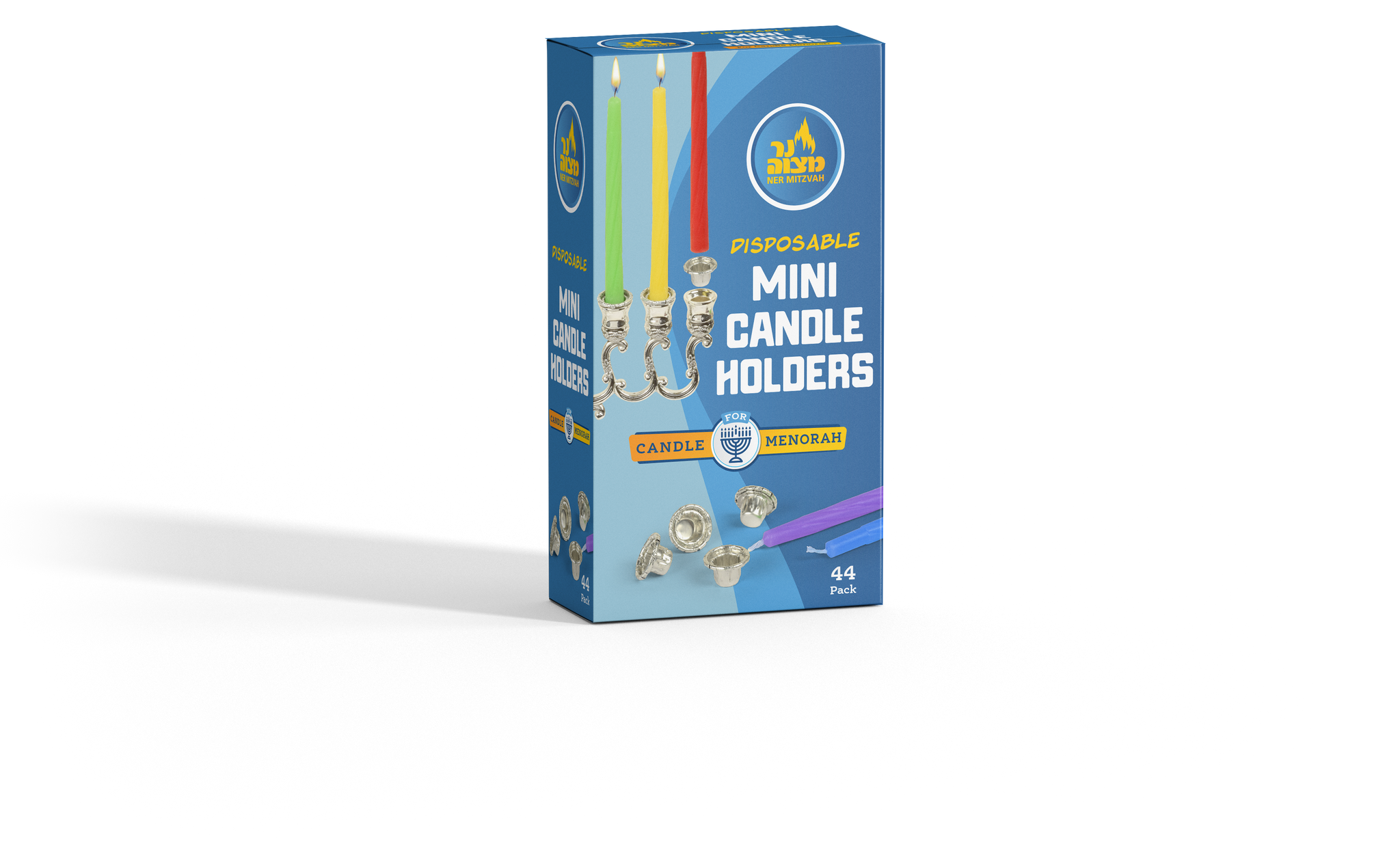 44pk. Mini Disposable aluminum holders for Chanukah Candles