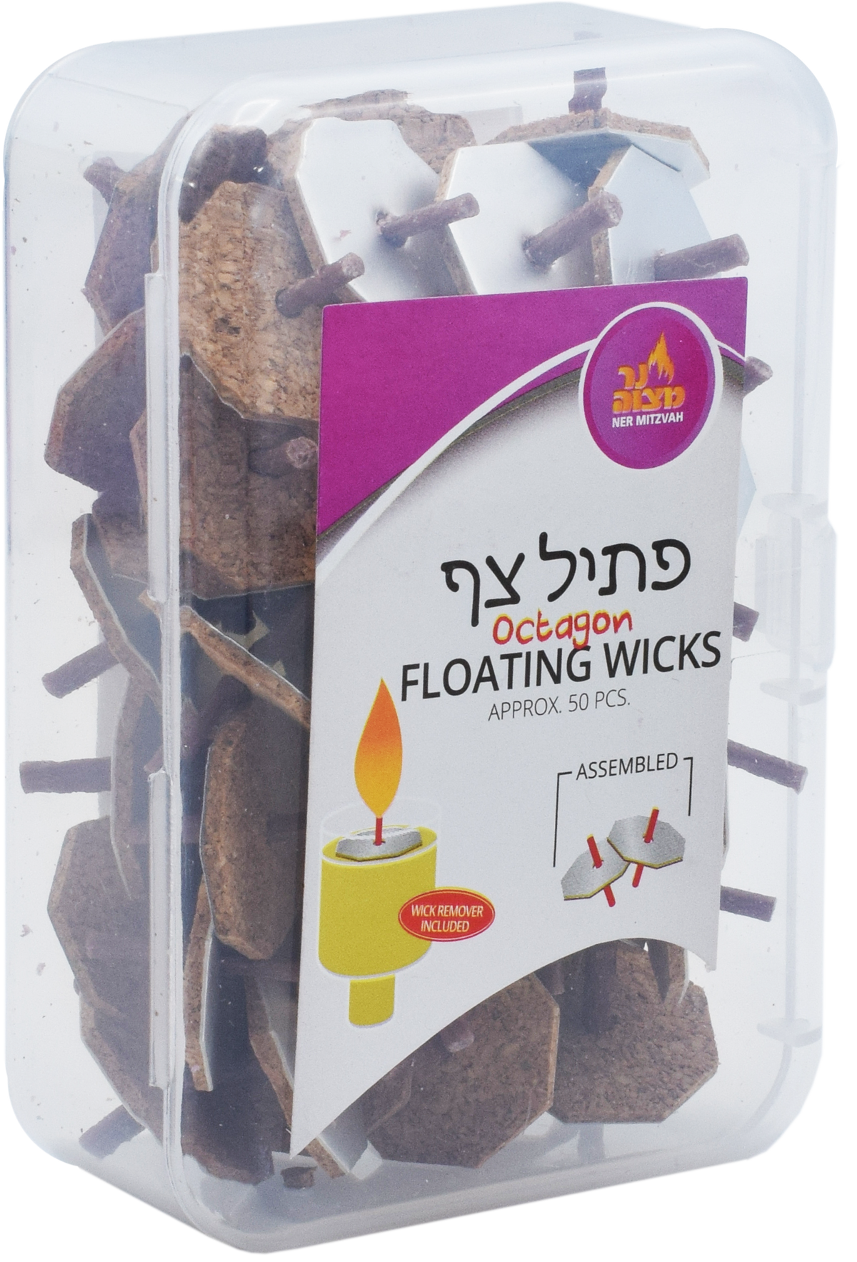 50pk. Standard Octagon Shape Floating Wicks Pre-Assembled