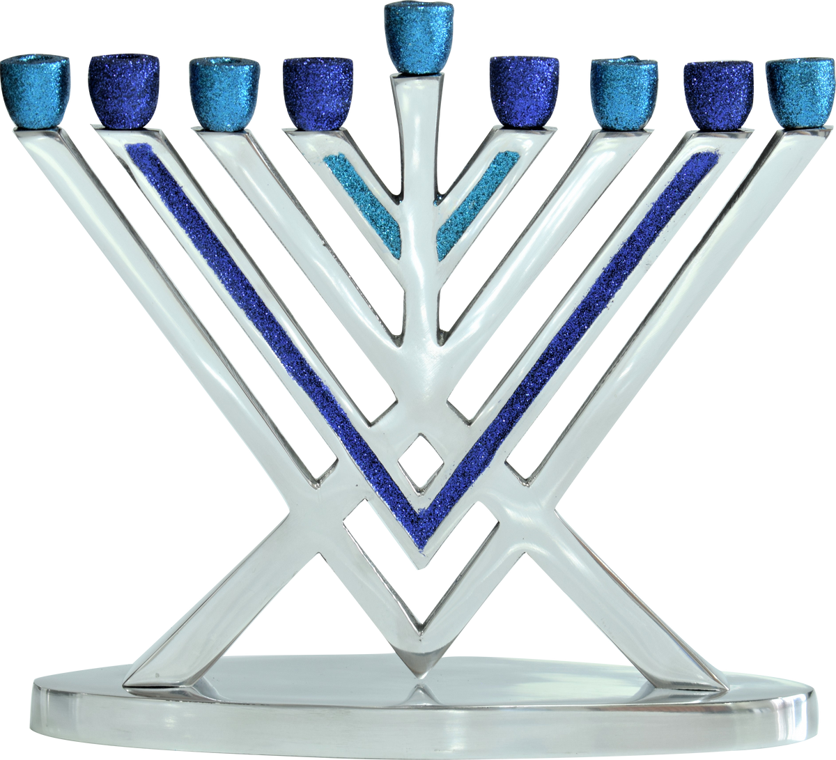 Glitter Rambam Aluminum Menorah