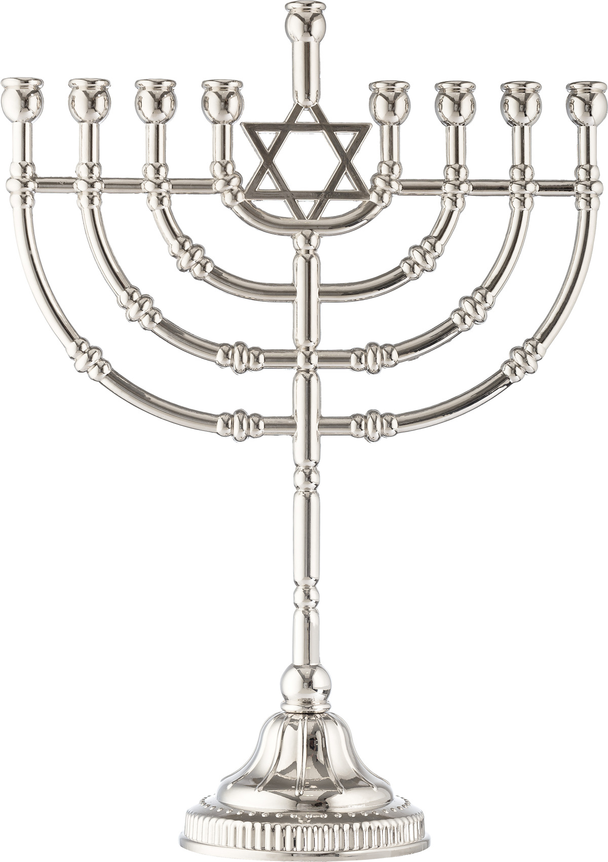 12"  Traditional Menorah (Nickle Plated)