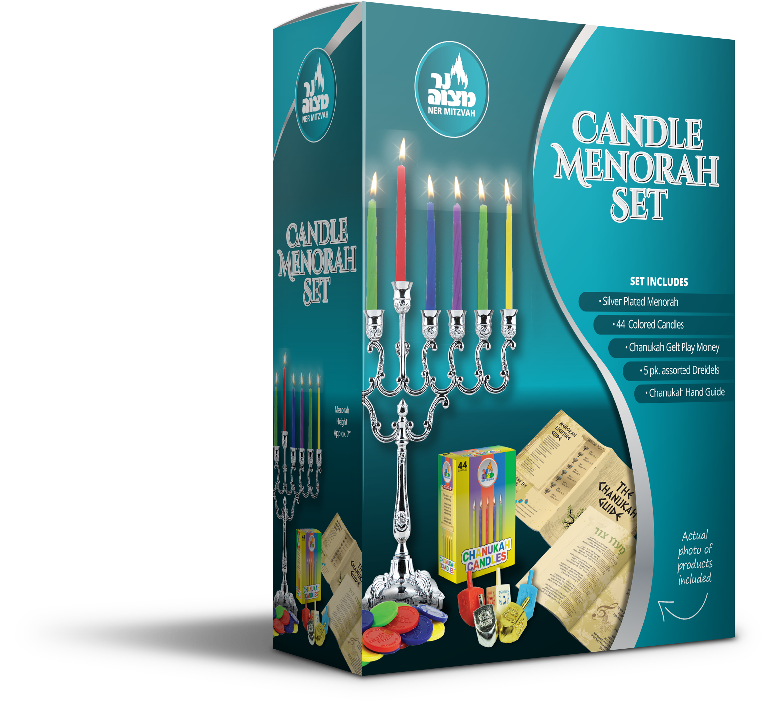 Candle Menorah Set Silver Plated