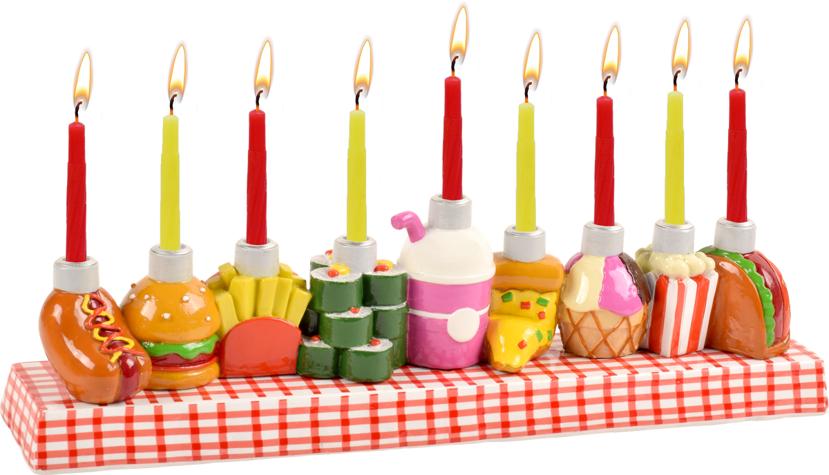 Hand Painted Resin Menorah - Deli Food