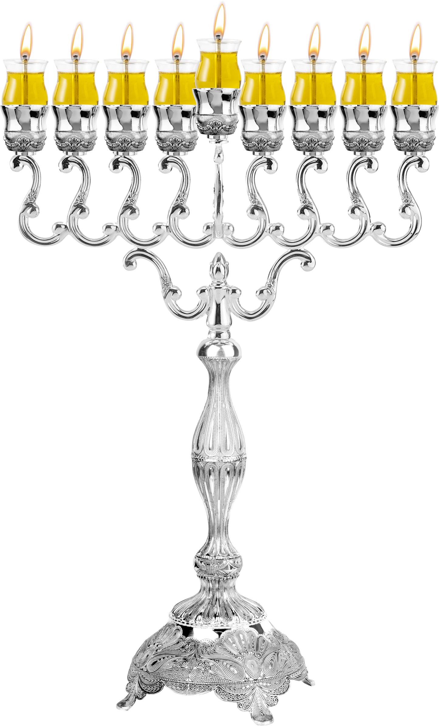 27" Silver Plated Oil Menorah