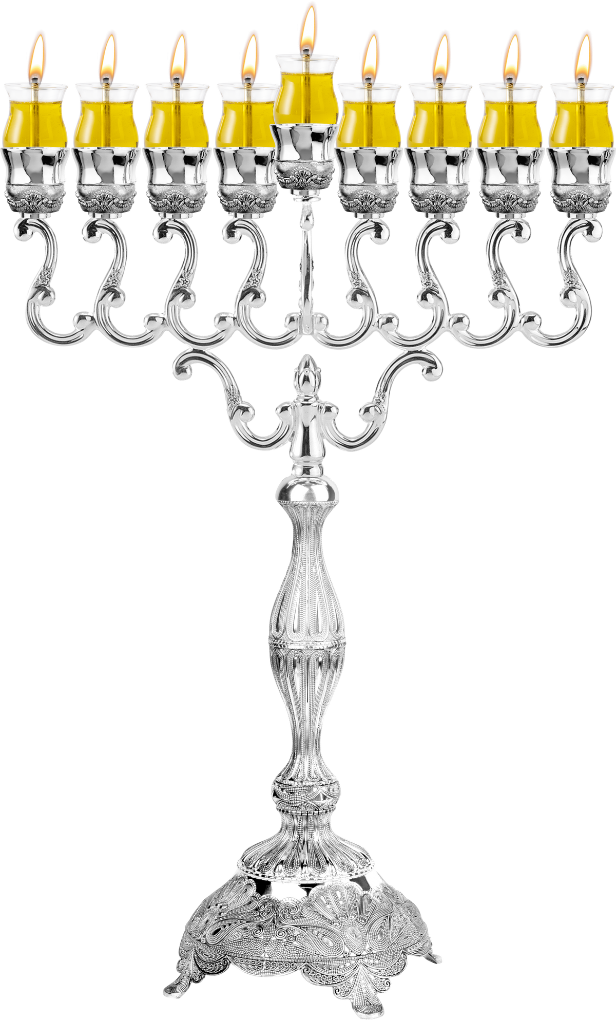27" Silver Plated Oil Menorah