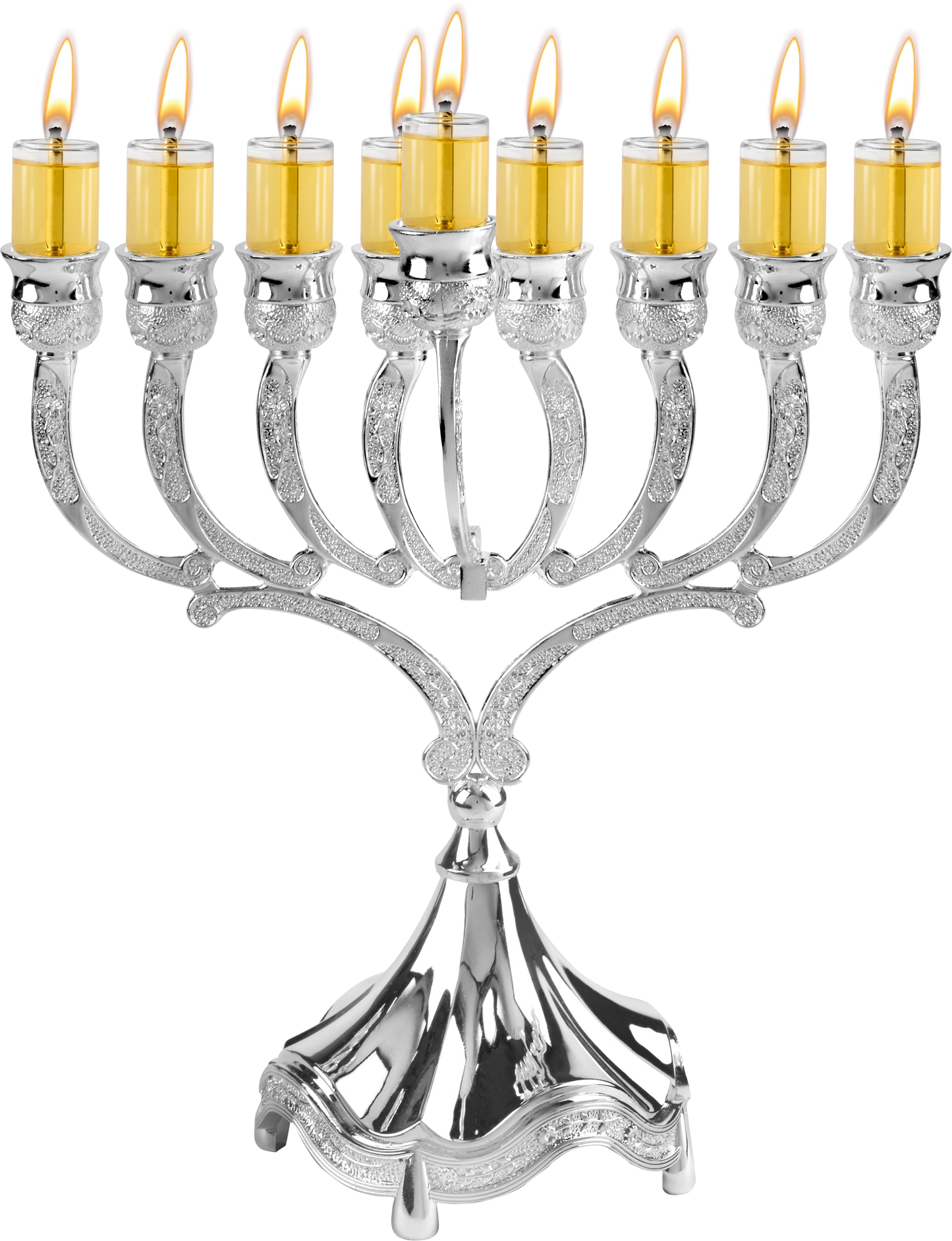 9" Silver Plated Oil Menorah