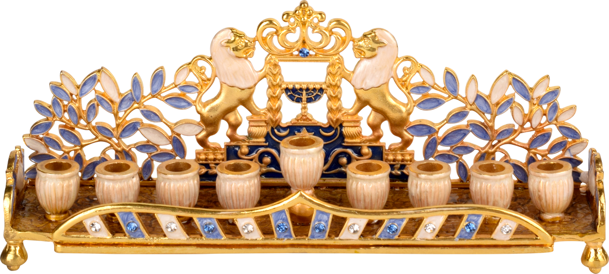 Jeweled Menorah - Lions Wall