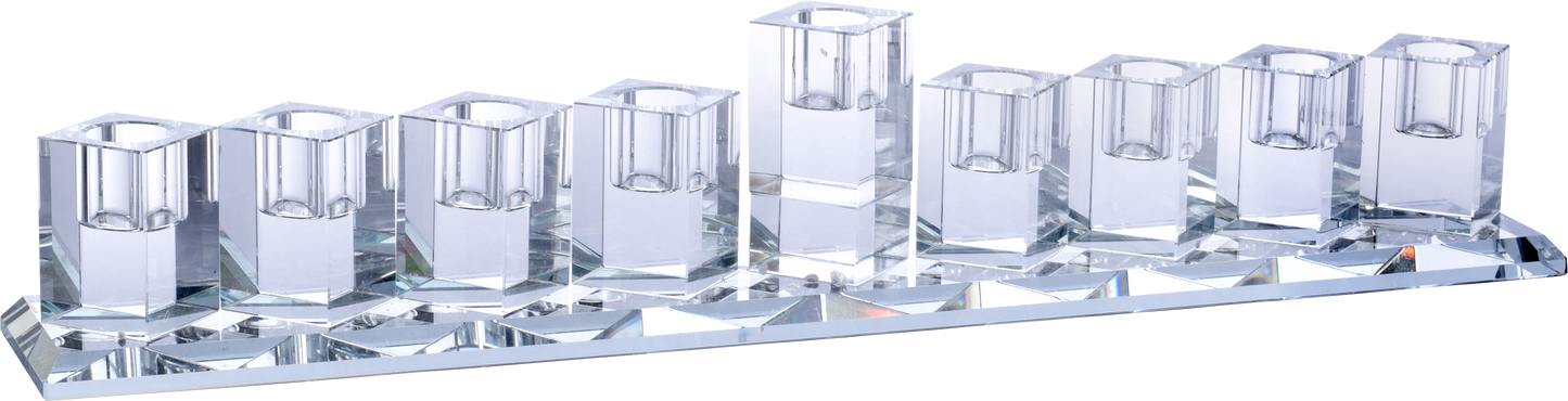 Crystal Glass Menorah - Long