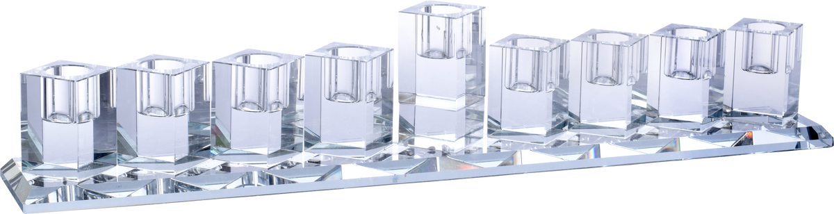 Crystal Glass Menorah - Long