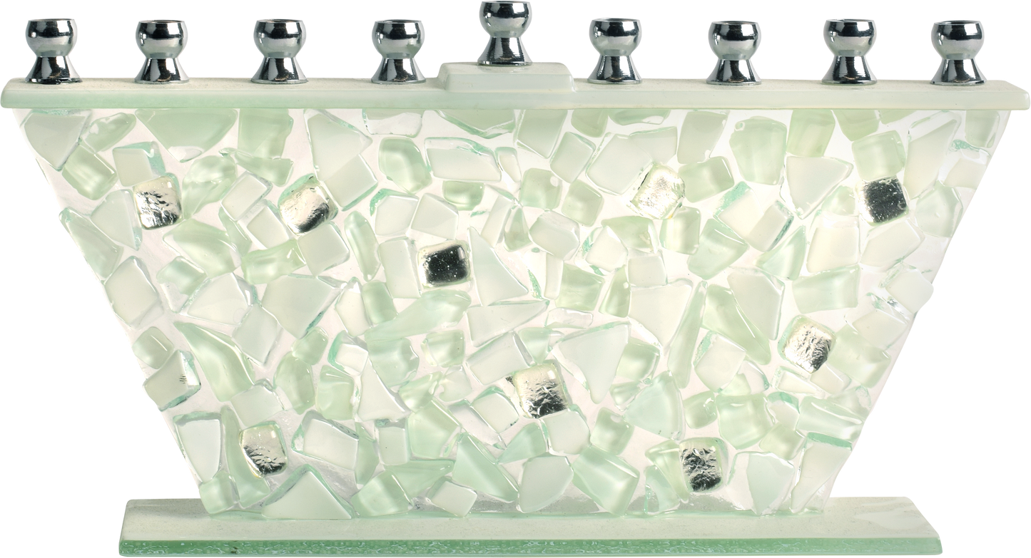 Hand Crafted Glass Menorah - Shattered Glass