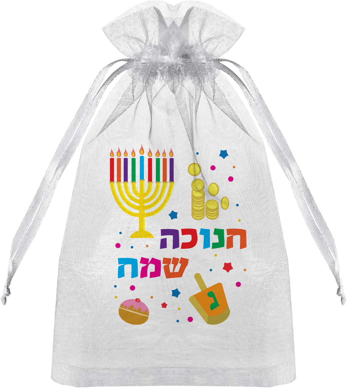 Chanukah Mesh Bag With Colored Print - 5" x 7"