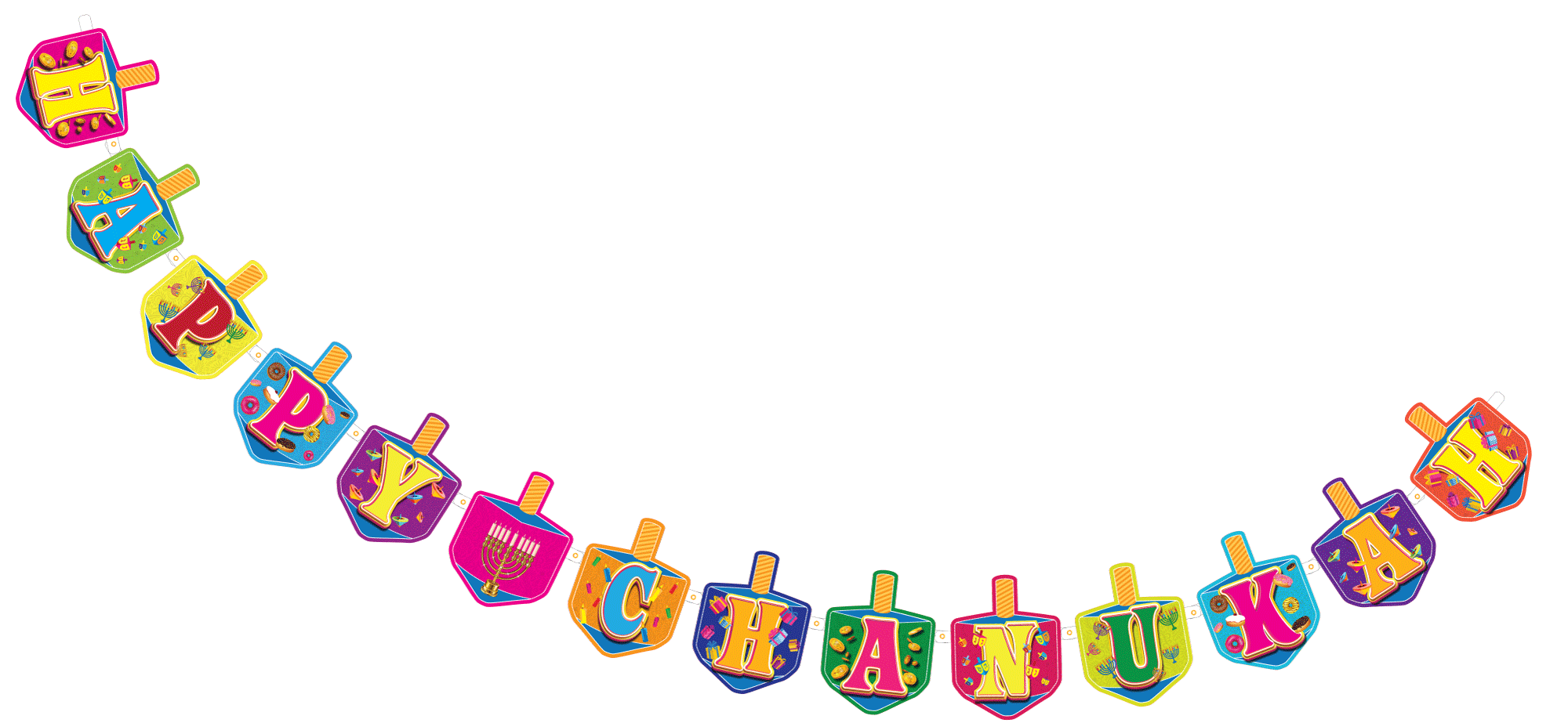 Happy Chanukah Banner - Dreidel shape