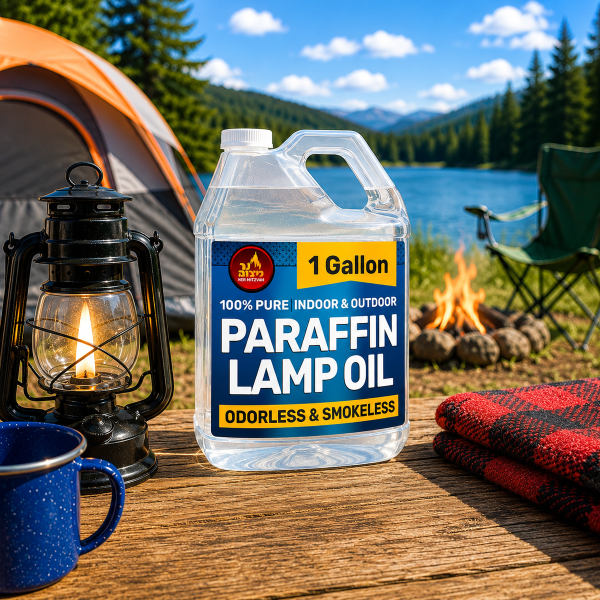 Ner Mitzvah Liquid Paraffin Lamp Oil - Odorless Clean Burn, Smokeless Tiki Torch Fuel, Clear, 1 Gallon (4 Quart), 1-Pack